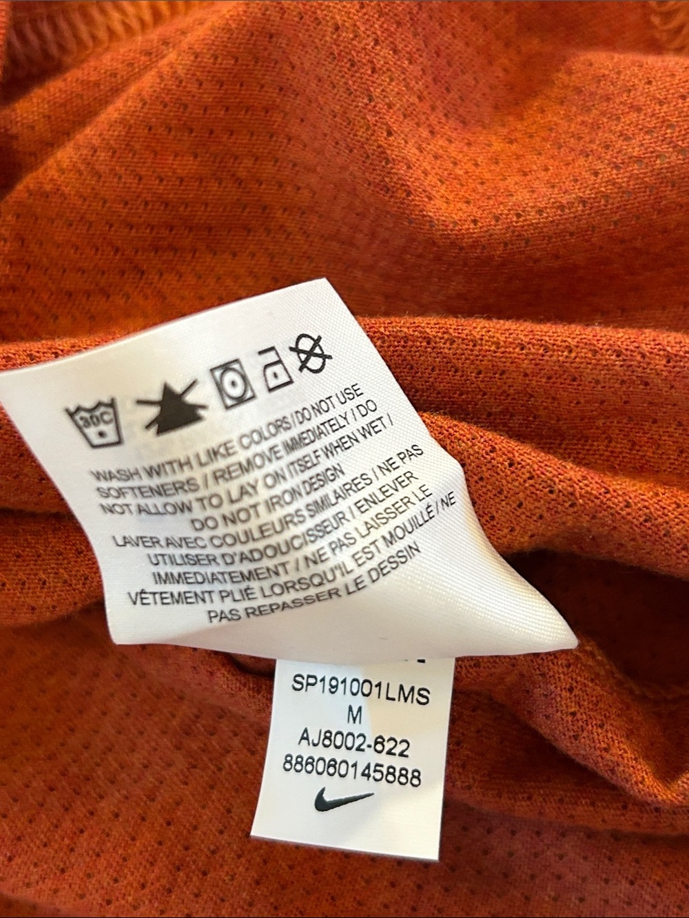 Nike Men’s Short-Sleeve Crew Tee in Burnt Orange with Black Swoosh - Picture 5 of 9